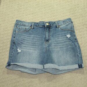 d. Jeans Women's Size 12 Distressed Mid Rise Cuffed Jean Denim 5" Shorts